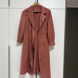 Rust Trench Coat with Brooch